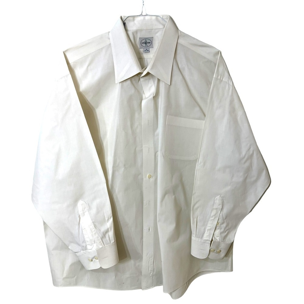 LINEA UOMO MENS OFF WHITE BUTTON DOWN COTTON BLEND. SIZE 19” NECK SLE 34X35☑️